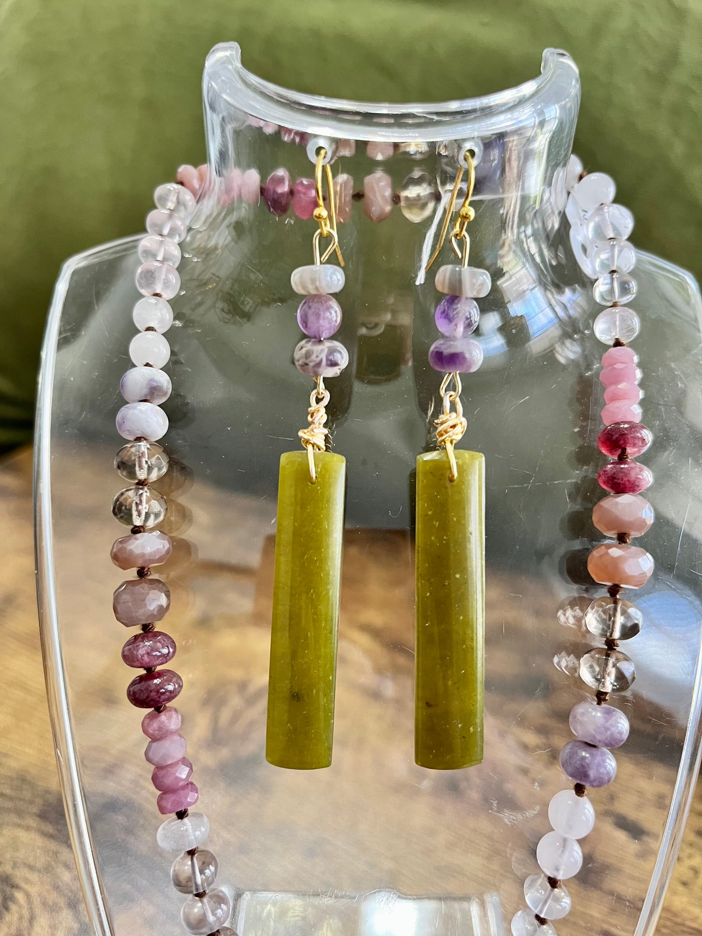 Jade & Amethyst Rectangle Drops