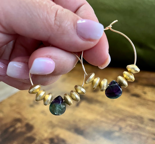 Fluorite Hoop Teardrops