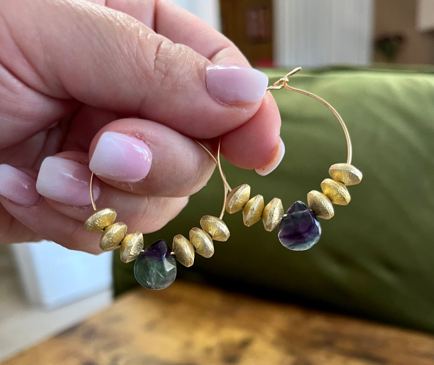 Fluorite Hoop Teardrops