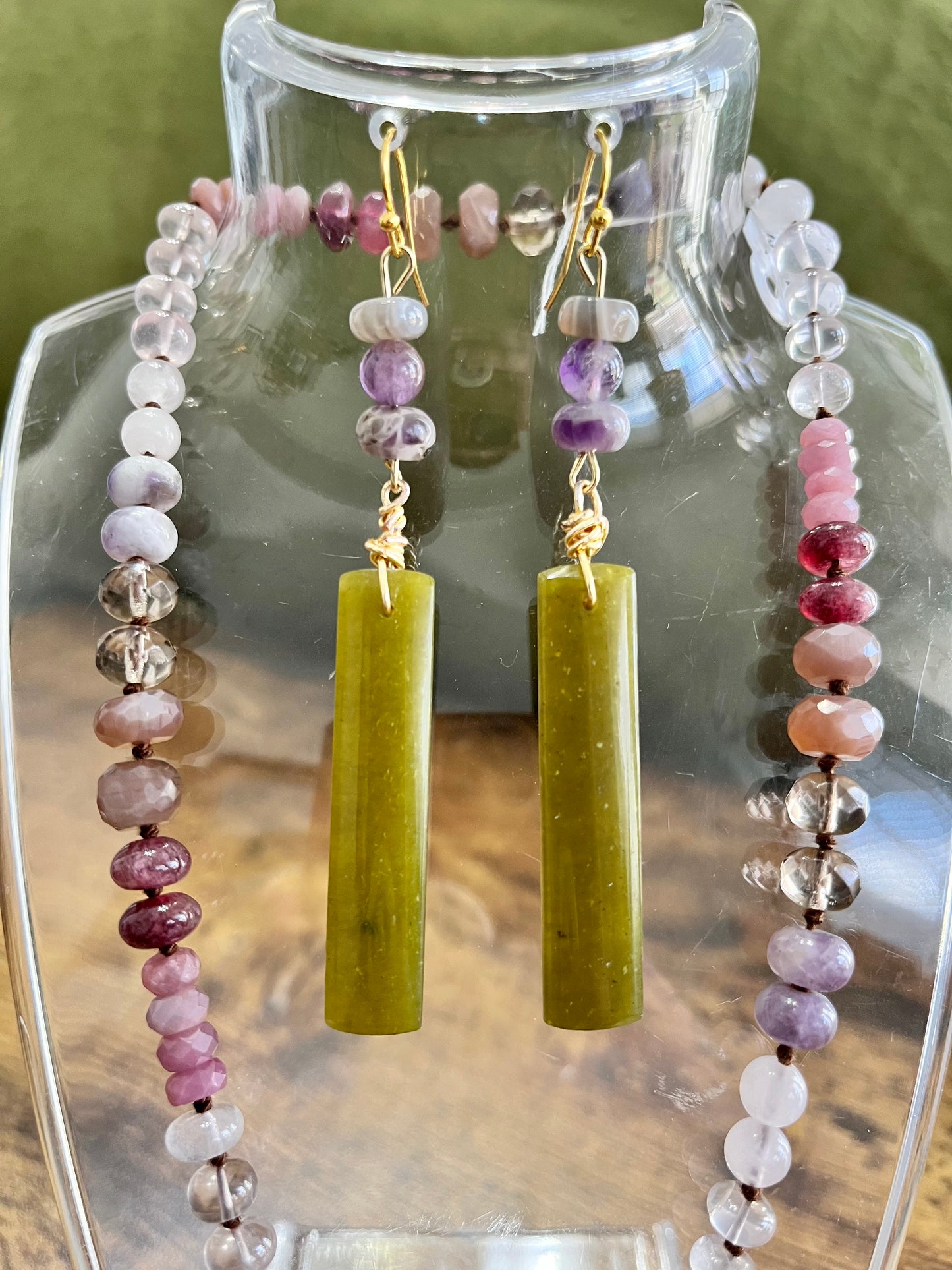 Jade & Amethyst Rectangle Drops