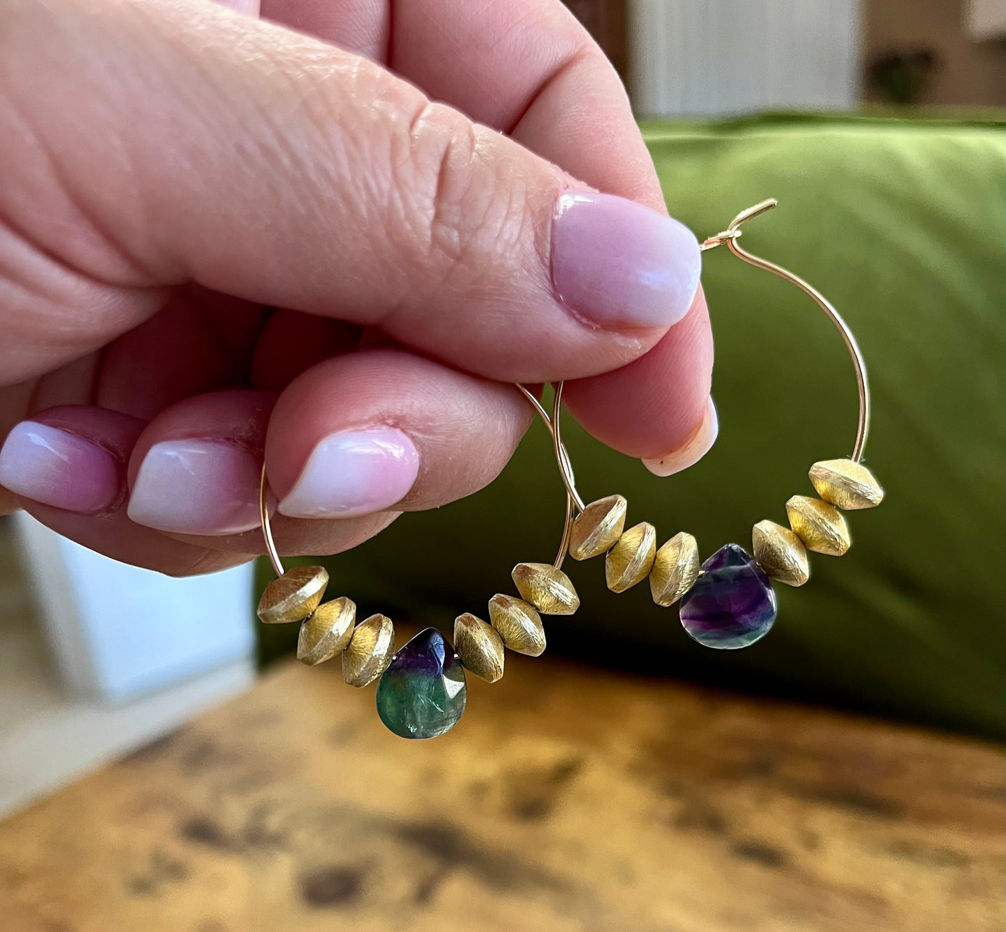 Fluorite Hoop Teardrops