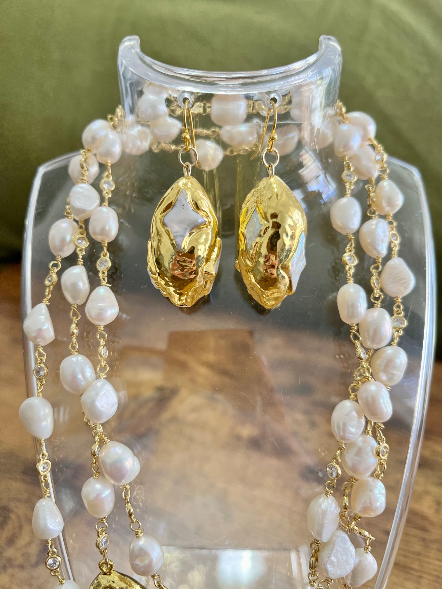 Pearl & Gold Nugget Earrings