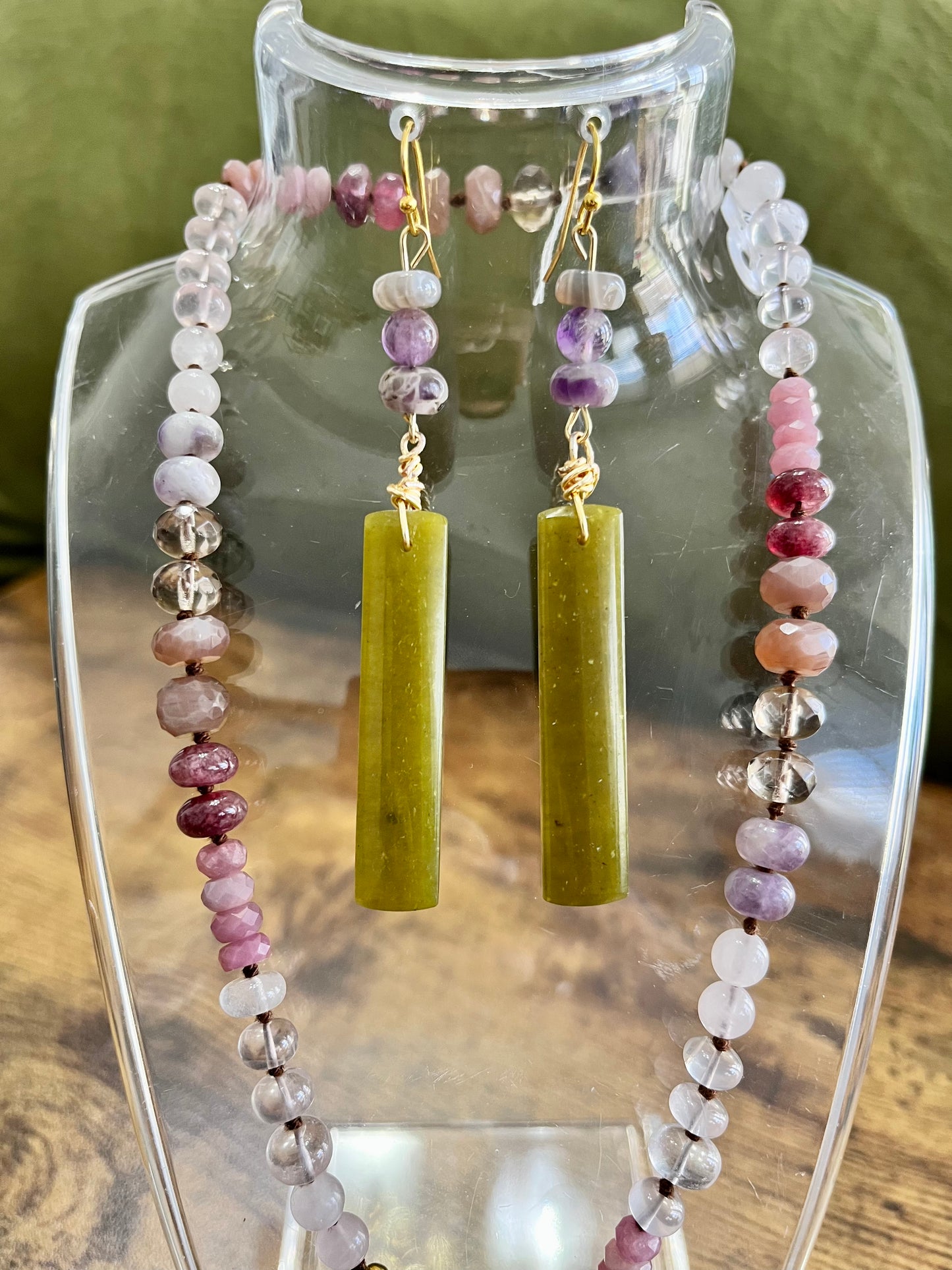 Jade & Amethyst Rectangle Drops