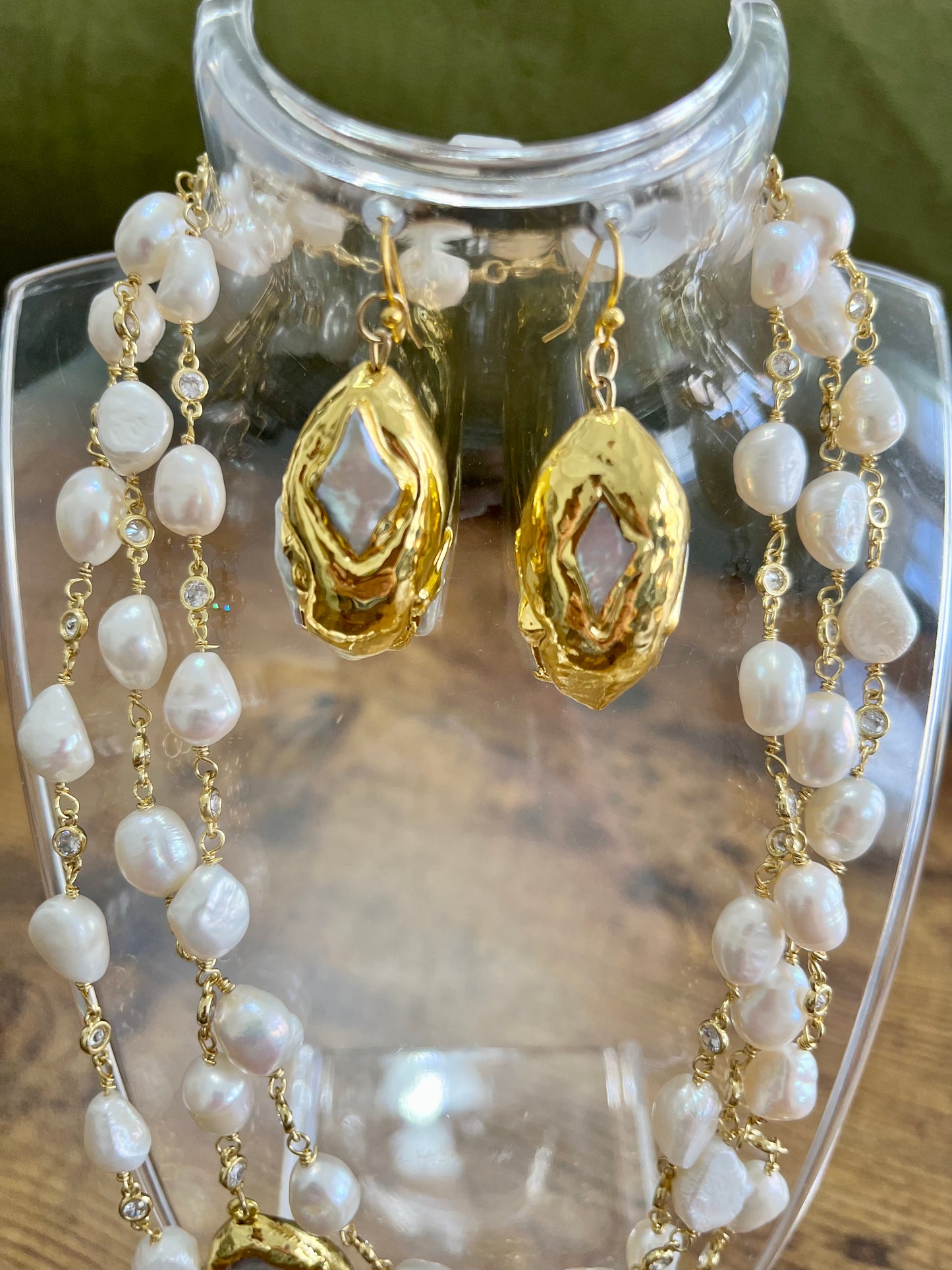 Pearl & Gold Nugget Earrings