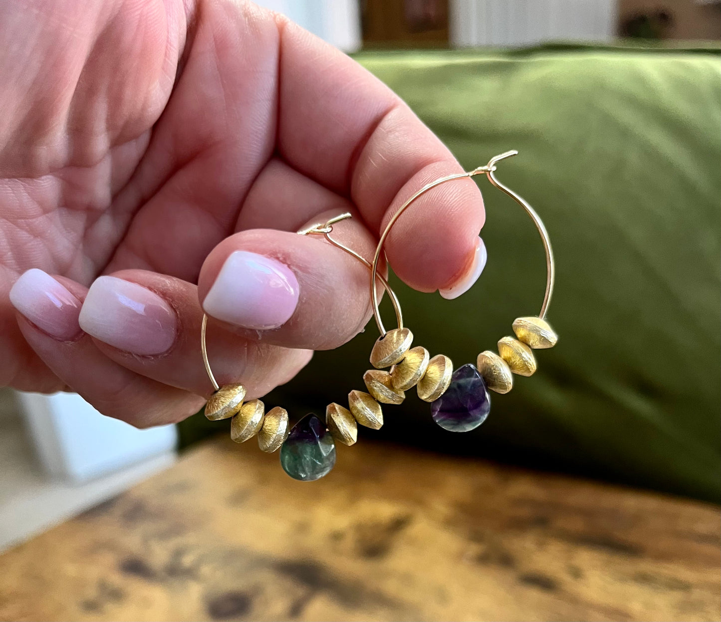 Fluorite Hoop Teardrops