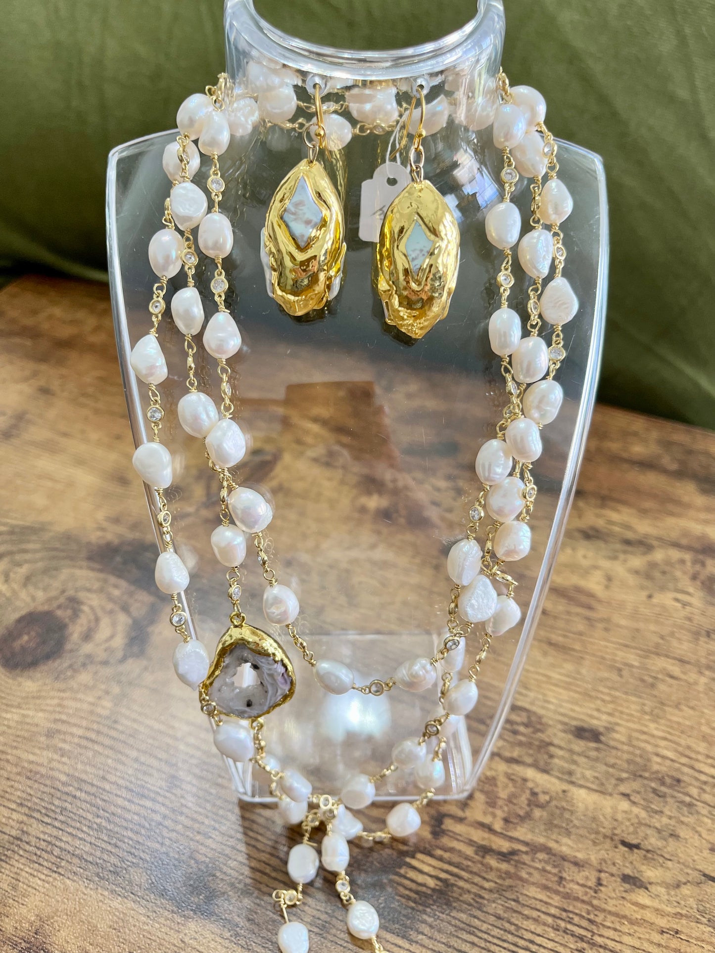 Pearl & Gold Nugget Earrings